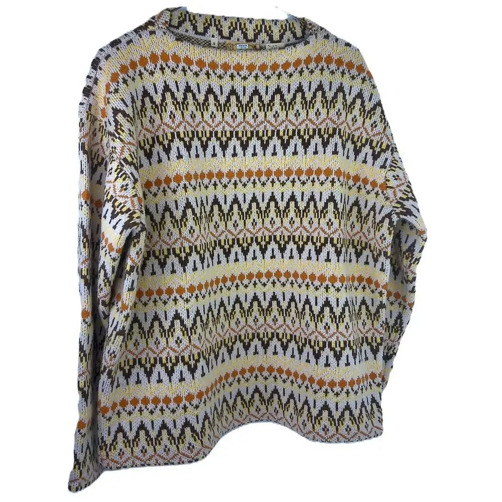 Levi's LVC Carpet Boat Neck Wool Blend Patterned Knit Pullover Sweater Small